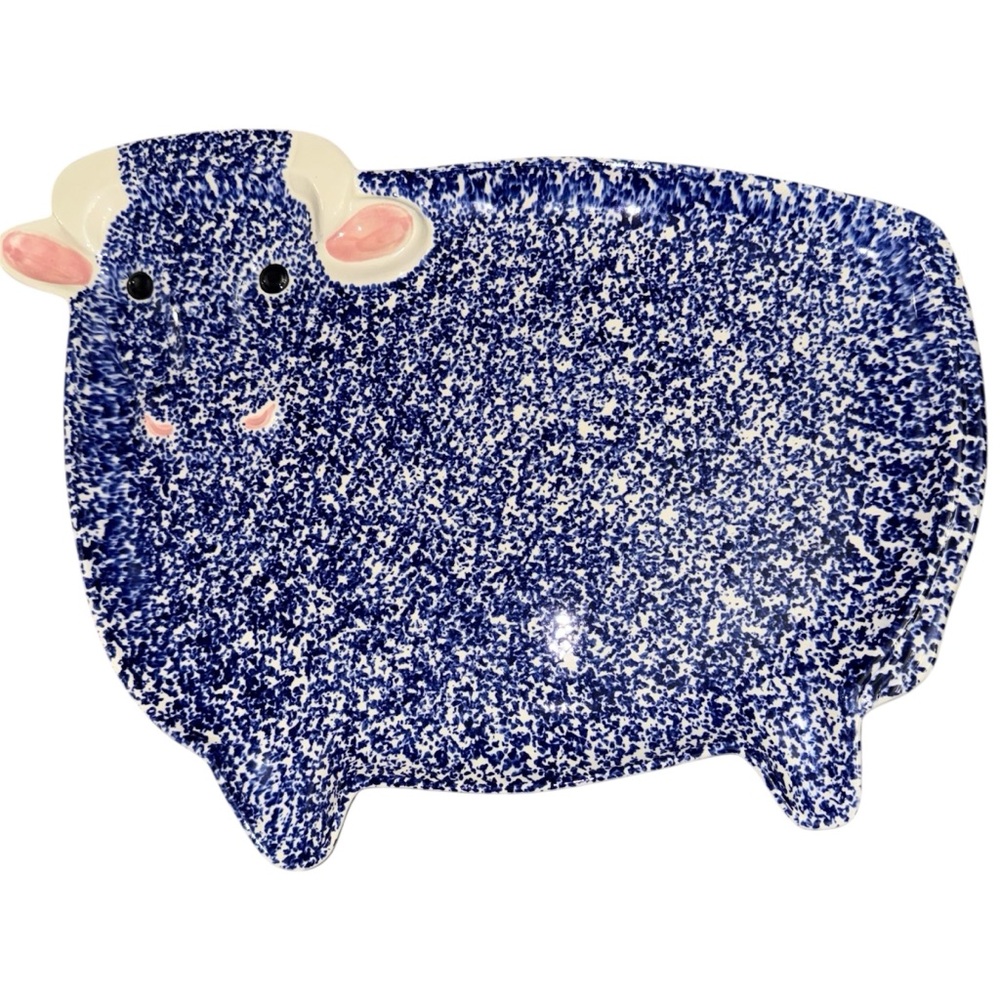DORANNE of CALIFORNIA SPONGE WARE Cow / Bull Serving Party Tray Collectible Rare